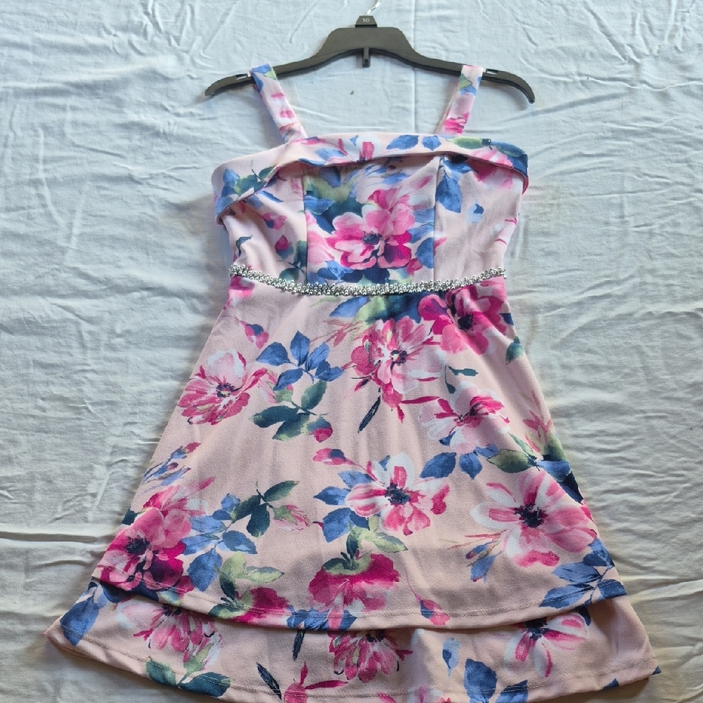 Speechless Pink and Blue Floral Kids Dress
